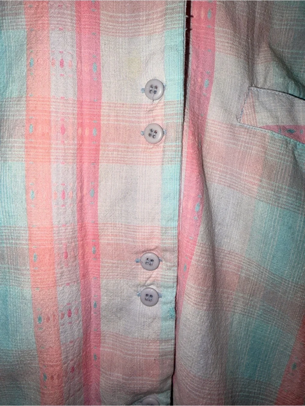 Pastel Pink & Mint Striped Button-Up Shirt